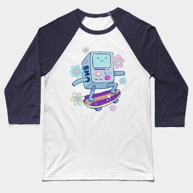 Skateboard BMO Baseball T-Shirt by DajonAcevedo